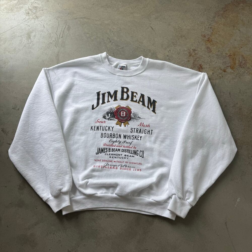 Vintage Y2K Jim Beam Bourbon Whiskey Promo Retro Crewneck Sweatshirt Size Large
